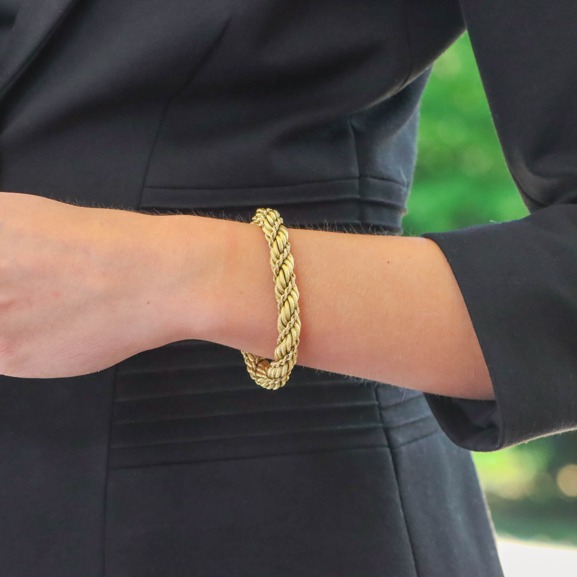 SOLID 14K YELLOW GOLD TWIST ROPE CHAIN BRACELET 32mm MENS LADIES CLASSIC  SIMPLE
