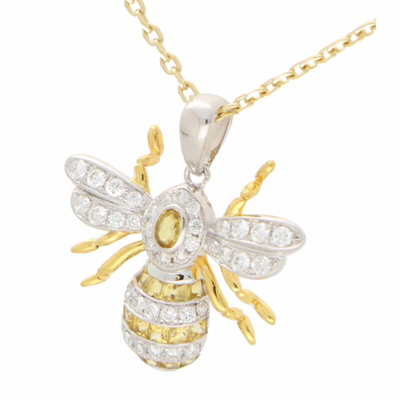 Yellow Sapphire and Diamond Bee Pendant