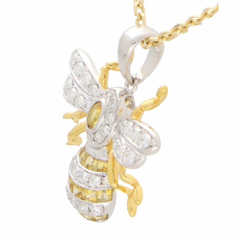 Yellow Sapphire and Diamond Bee Pendant