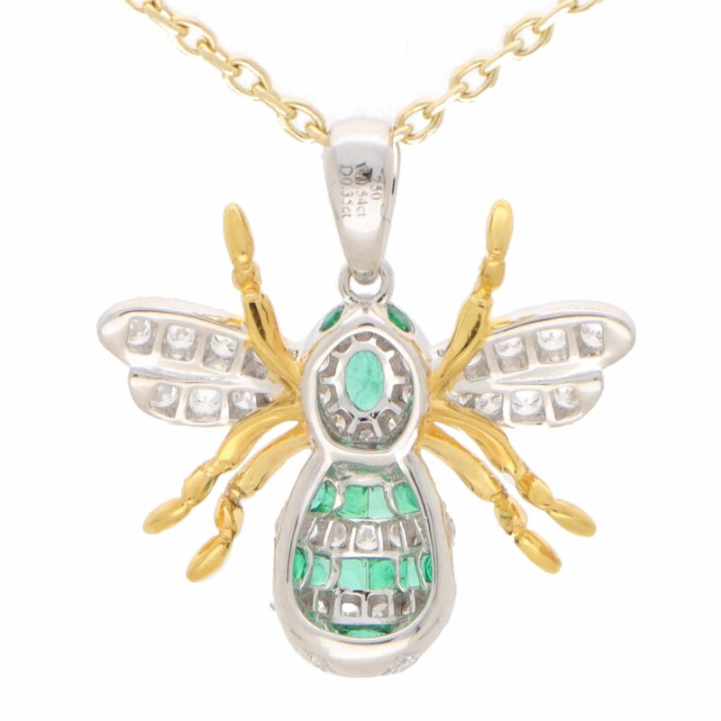 Emerald and Diamond Bee Pendant