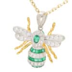 Emerald and Diamond Bee Pendant