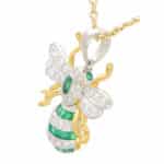 Emerald and Diamond Bee Pendant