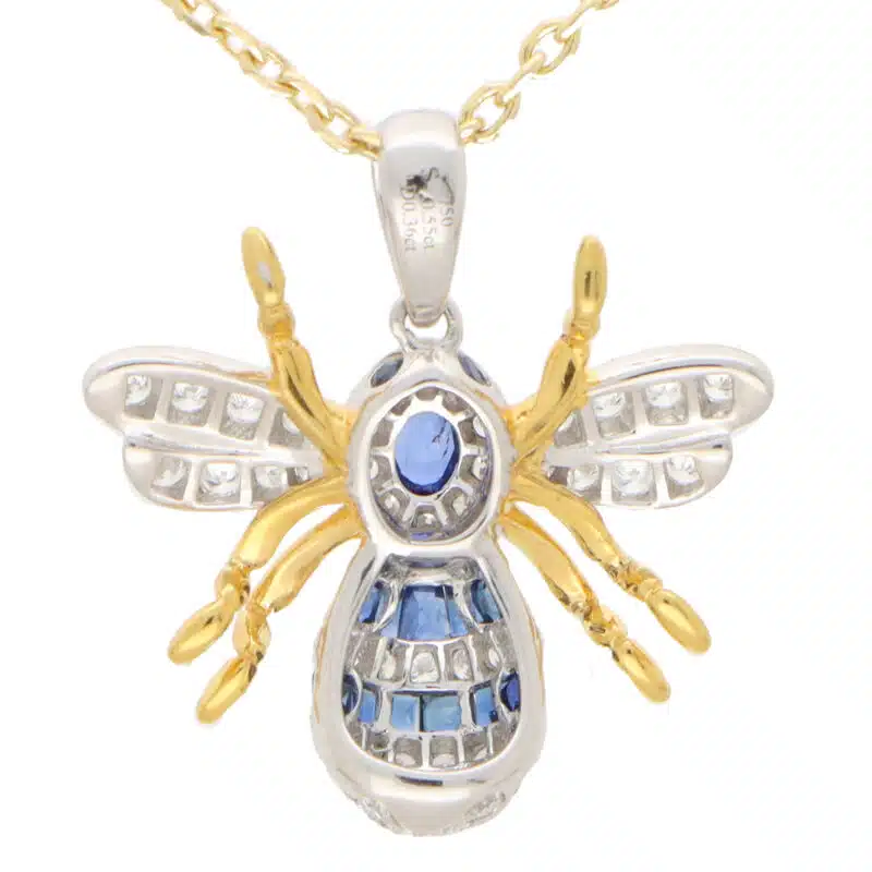 Blue Sapphire and Diamond Bee Pendant