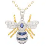 Blue Sapphire and Diamond Bee Pendant
