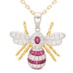 Ruby and Diamond Bee Pendant