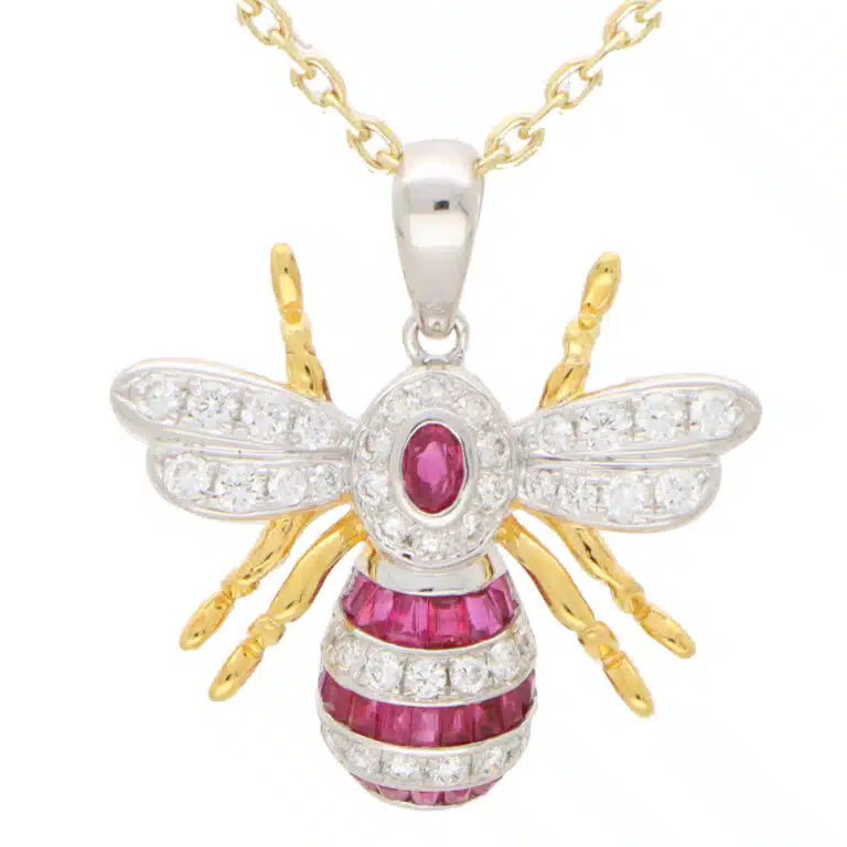 Ruby and Diamond Bee Pendant
