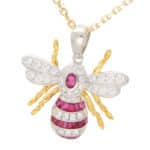 Ruby and Diamond Bee Pendant