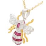 Ruby and Diamond Bee Pendant