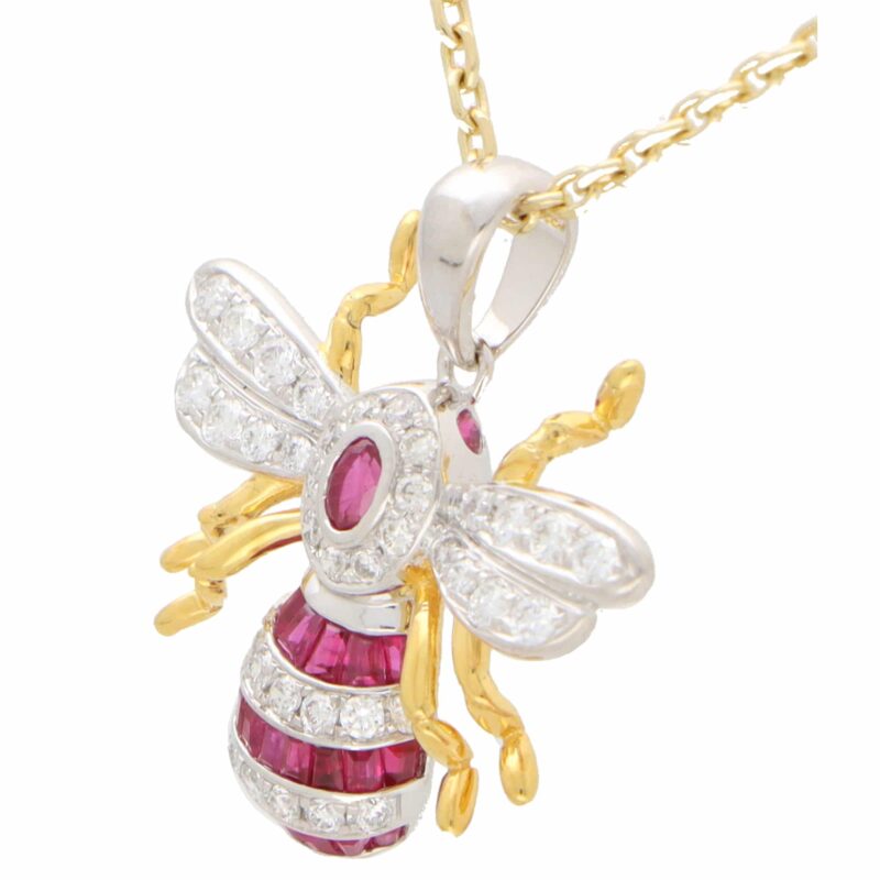 Ruby and Diamond Bee Pendant