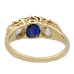 Late Victorian Old Cut Diamond and Sapphire Three-Stone Ring