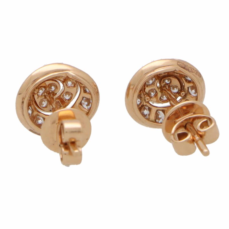 Diamond Swirl Earrings in Rose Gold