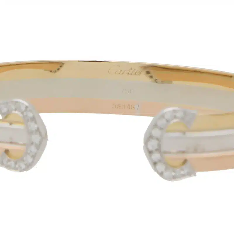 Vintage Cartier Diamond Double C Torque Bangle