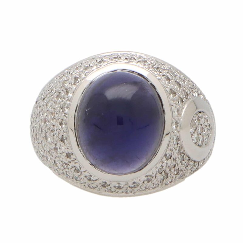 Vintage Antonini Iolite and Diamond Bombe Ring