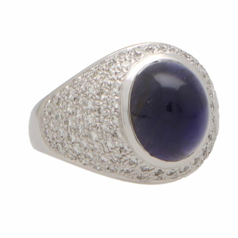 Vintage Antonini Iolite and Diamond Bombe Ring