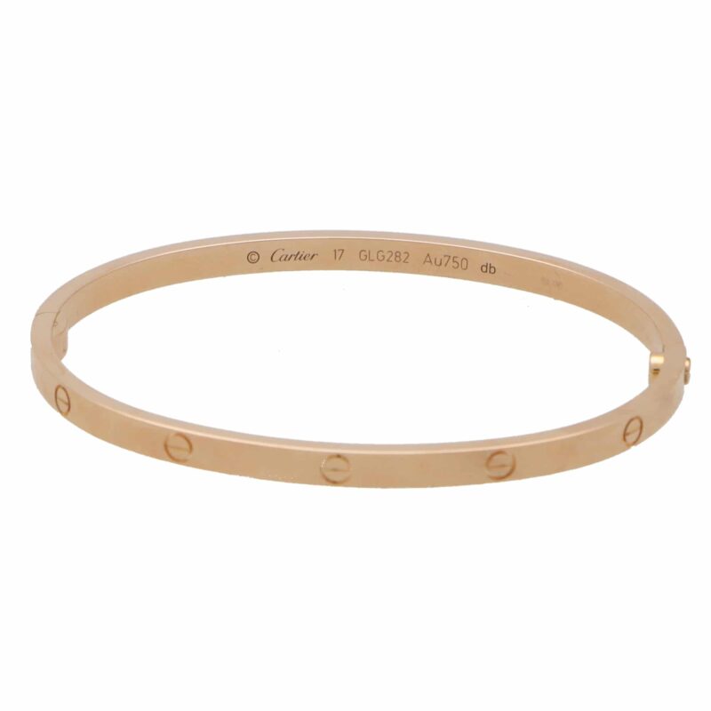 Vintage Cartier Rose Gold Mini Love Bangle, Size 17