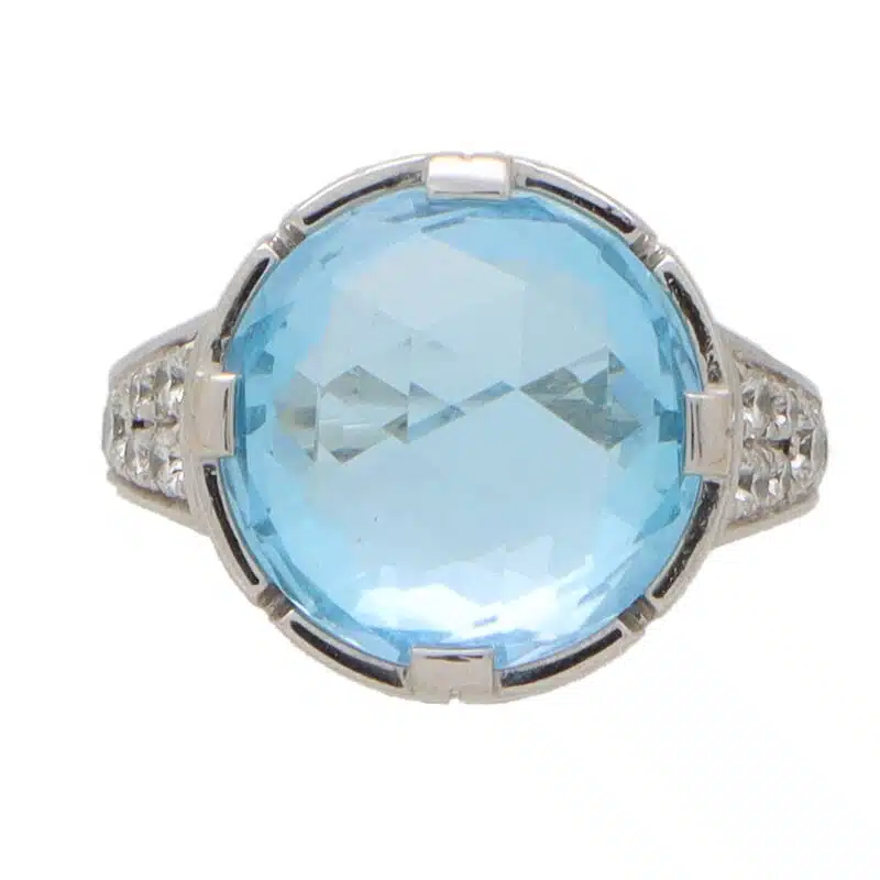 Vintage Bvlgari Parentesi Blue Topaz and Diamond Ring