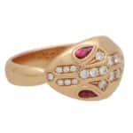 Vintage Bulgari Serpenti Diamond and Rubellite Snake Ring