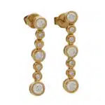 Contemporary Rub-Over Set Diamond Drop Earrings