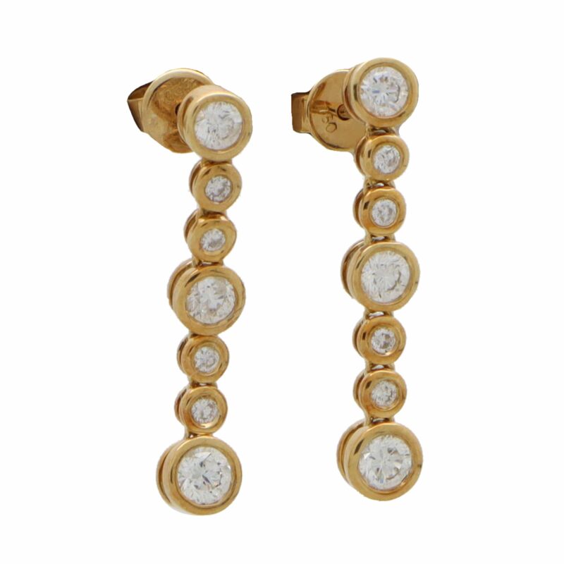 Contemporary Rub-Over Set Diamond Drop Earrings