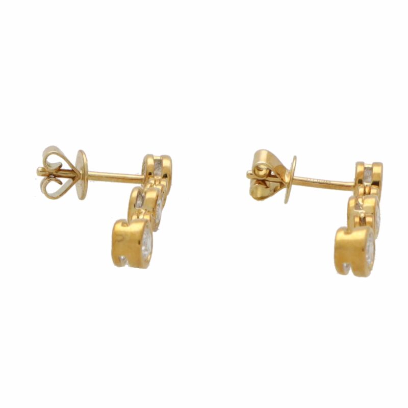 Contemporary Rub-Over Set Diamond Drop Earrings