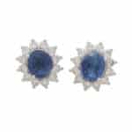 Vintage Style Sapphire and Diamond Cluster Earrings