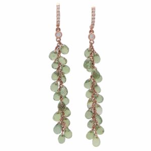 Green Briolette Sapphire and Diamond Drop Earrings