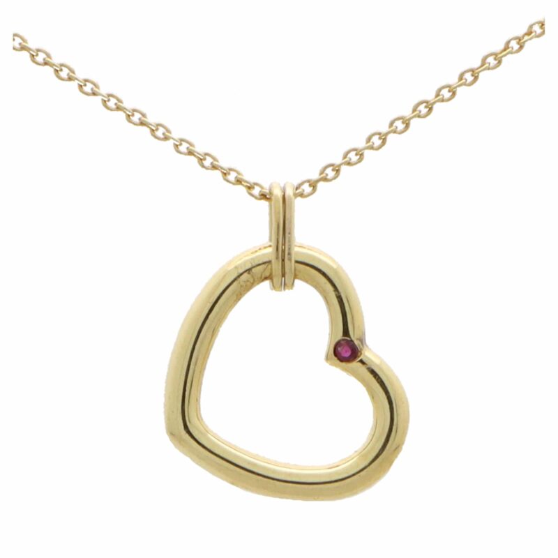 Vintage Tiffany & Co. Ruby Open Heart Necklace