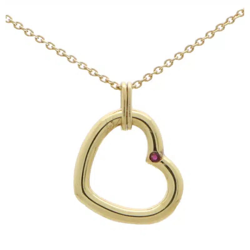 Vintage Tiffany & Co. Ruby Open Heart Necklace