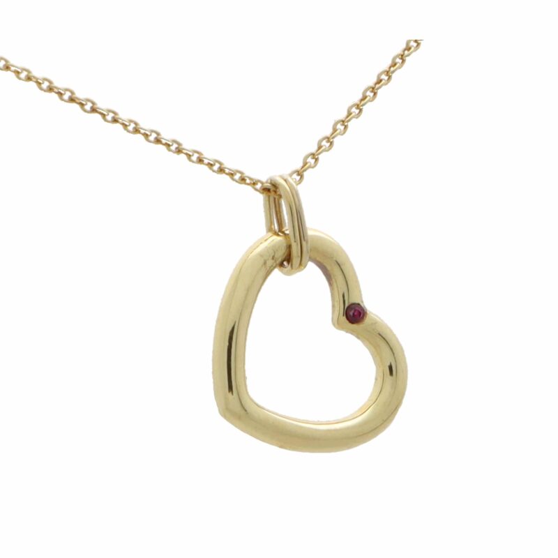 Vintage Tiffany & Co. Ruby Open Heart Necklace