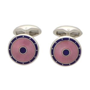 Navy and Baby Pink Enamel Shield Cufflinks