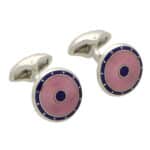 Navy and Baby Pink Enamel Shield Cufflinks