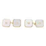 Art Deco Inspired Mother of Pearl and Diamond Chain Cufflinks