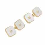 Art Deco Inspired Mother of Pearl and Diamond Chain Cufflinks