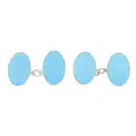 Elongated Oval Turquoise Double Sided Chain Link Cufflinks