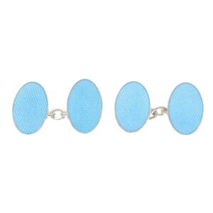 Elongated Oval Turquoise Double Sided Chain Link Cufflinks