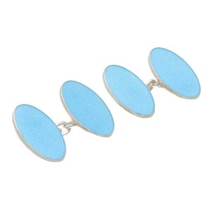 Elongated Oval Turquoise Double Sided Chain Link Cufflinks