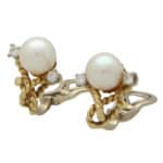 Vintage Pearl and Diamond Twisted Rope Clip Earrings