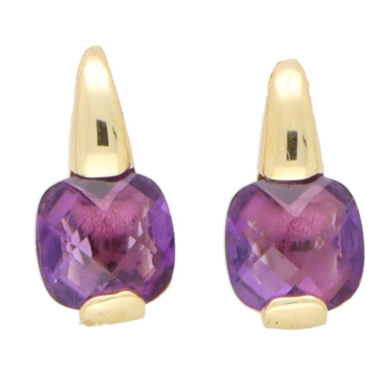 Checkerboard Amethyst Drop Earrings