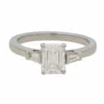 Certified Vintage 0.97ct Emerald Cut Diamond Ring