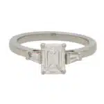 Certified Vintage 0.97ct Emerald Cut Diamond Ring
