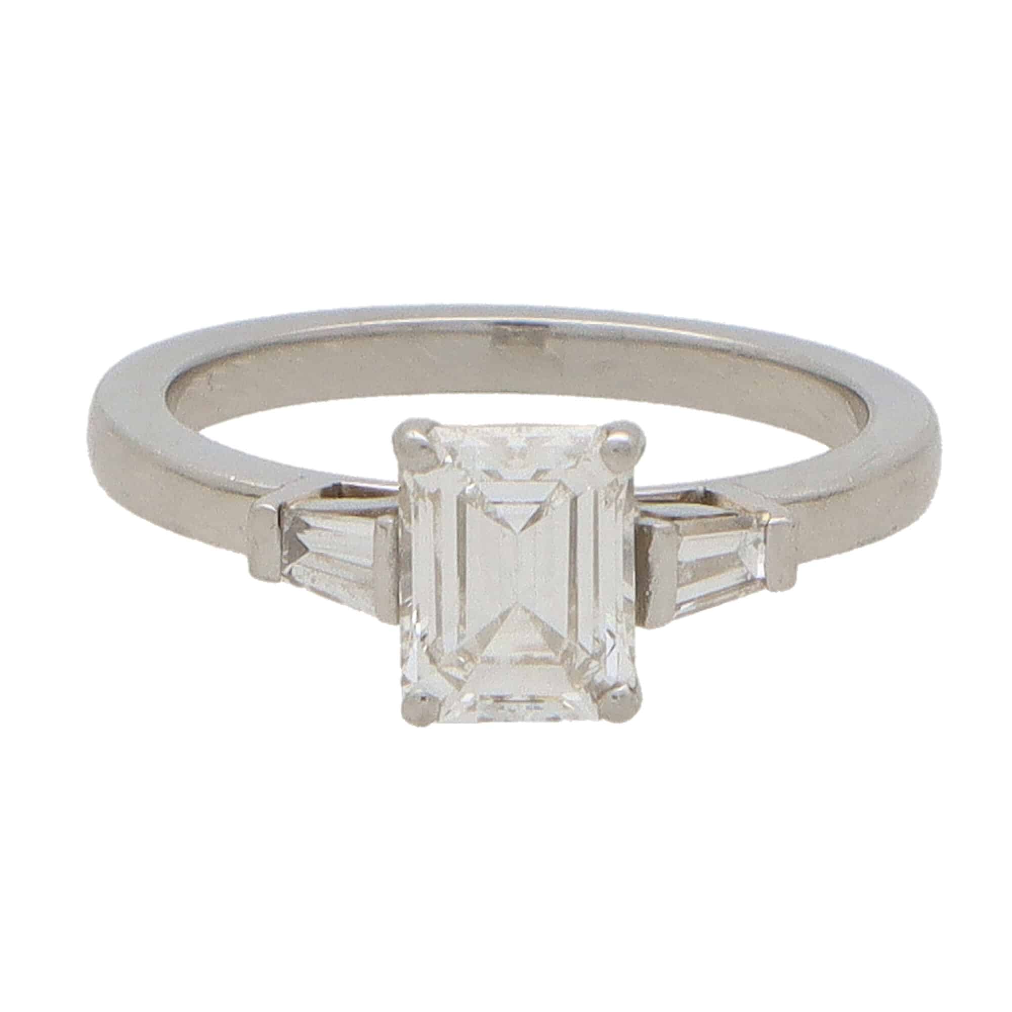 Certified Vintage Round and Tapered Baguette Ring at Susannah Lovis  Jewellers