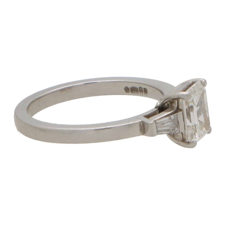 Certified Vintage 0.97ct Emerald Cut Diamond Ring