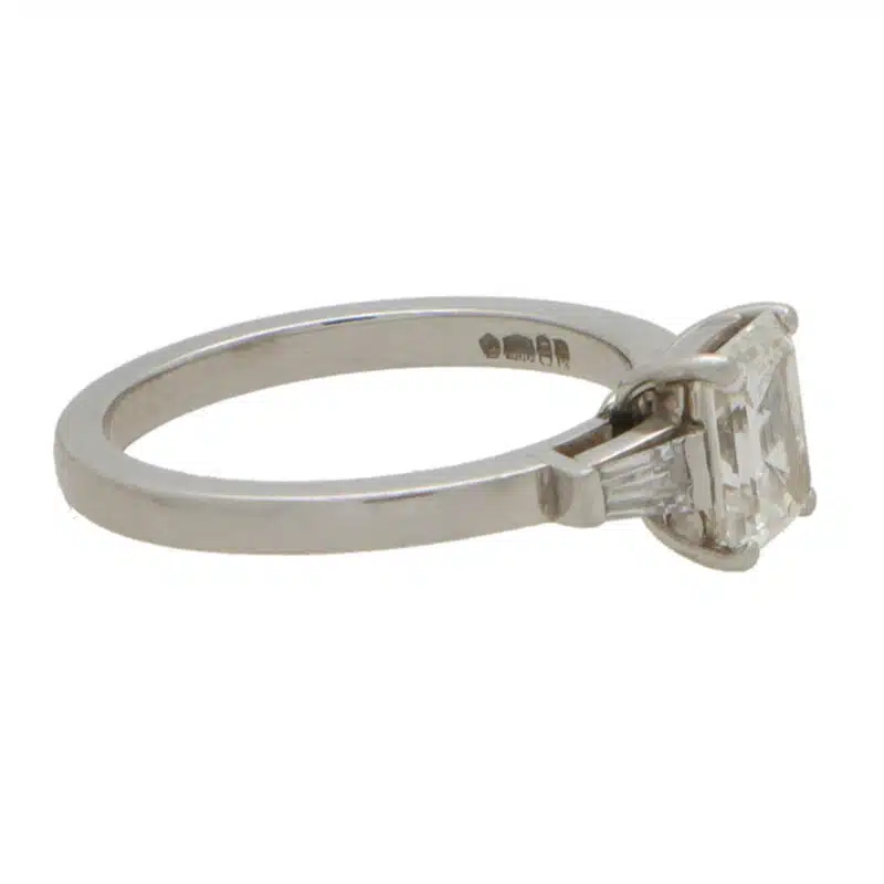 Certified Vintage 0.97ct Emerald Cut Diamond Ring