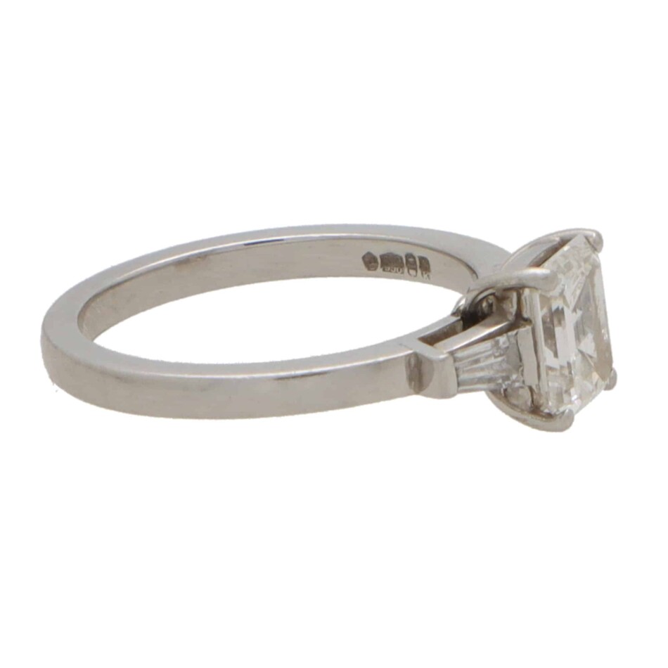 Certified Vintage 0.97ct Emerald Cut Diamond Ring