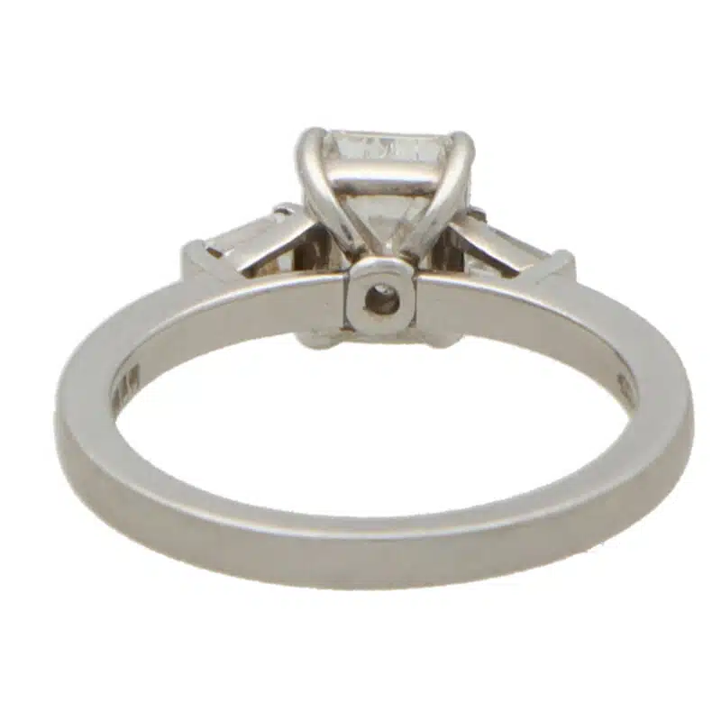 Certified Vintage 0.97ct Emerald Cut Diamond Ring