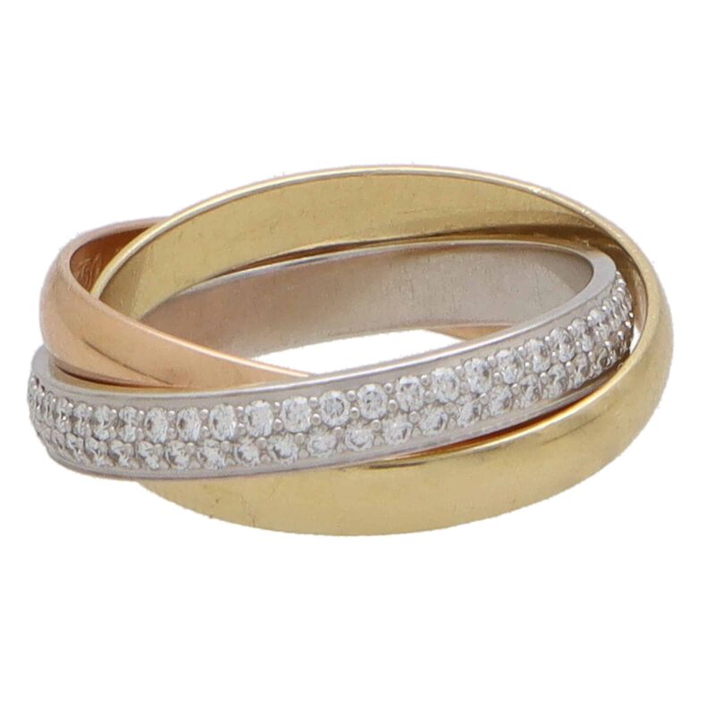Vintage Cartier Diamond Trinity Ring Size 50