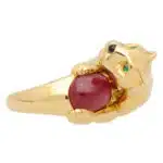 Vintage Panthère De Cartier Ruby and Emerald Panther Ring