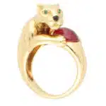 Vintage Panthère De Cartier Ruby and Emerald Panther Ring