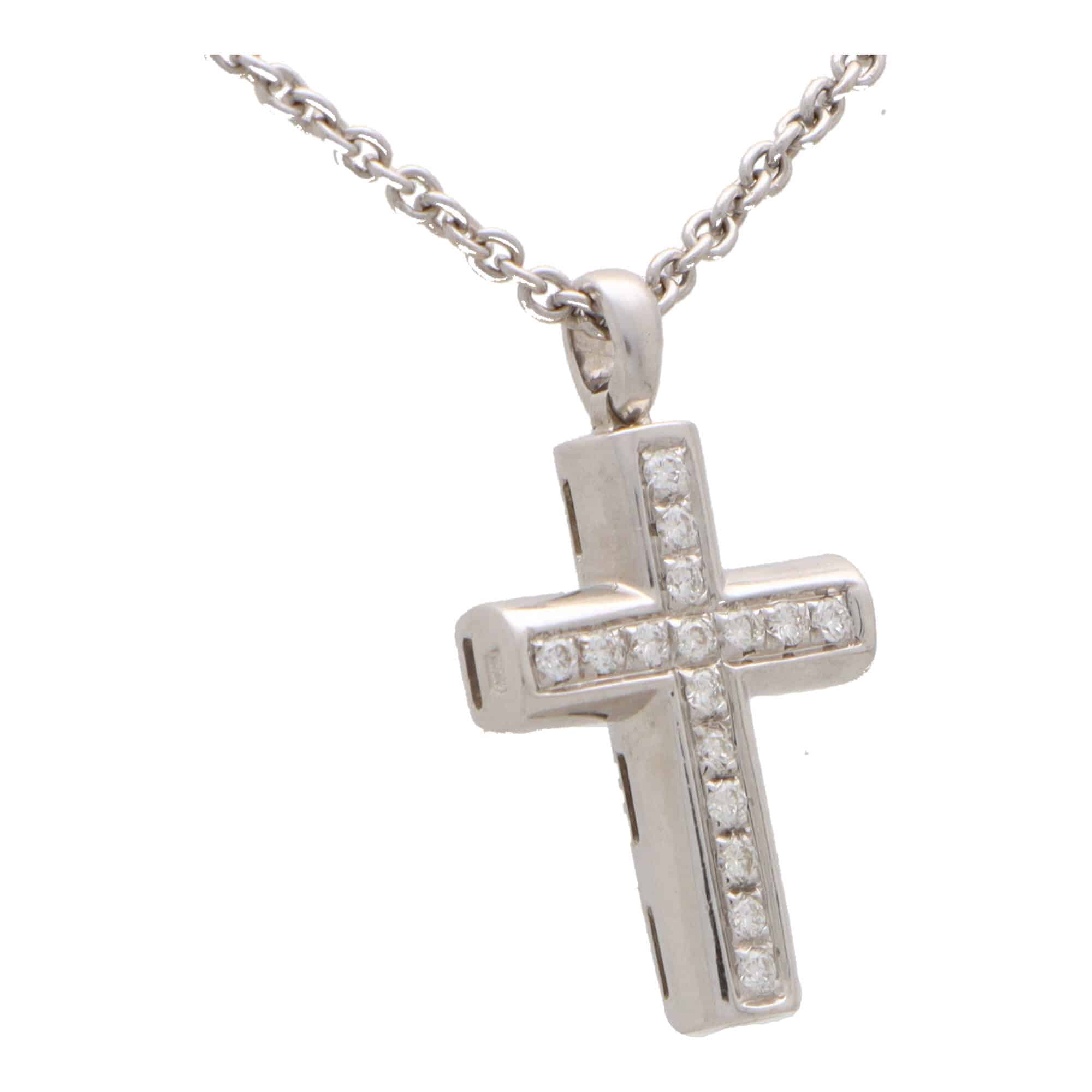 Vintage Bulgari Diamond Latin Cross Necklace at Susannah Lovis Jewellers