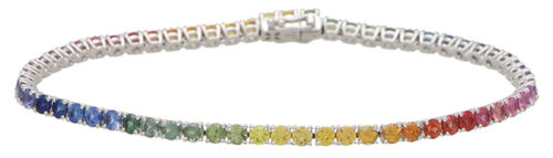 Multi Gem Sapphire Line Bracelet